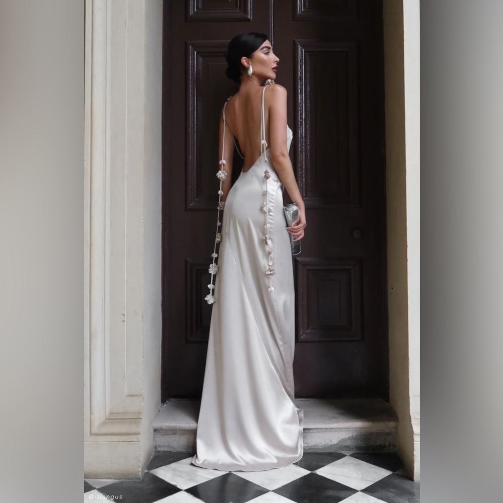 Brand New! Meshki Elenora Rose Gown Champagne